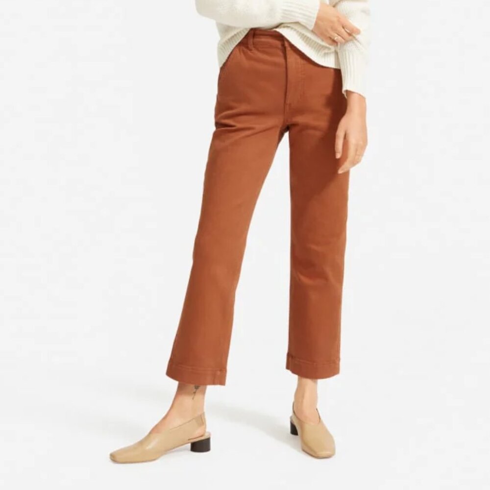 Everlane Women's The Straight-Leg Crop Pant in Cocoa Brown Size 0